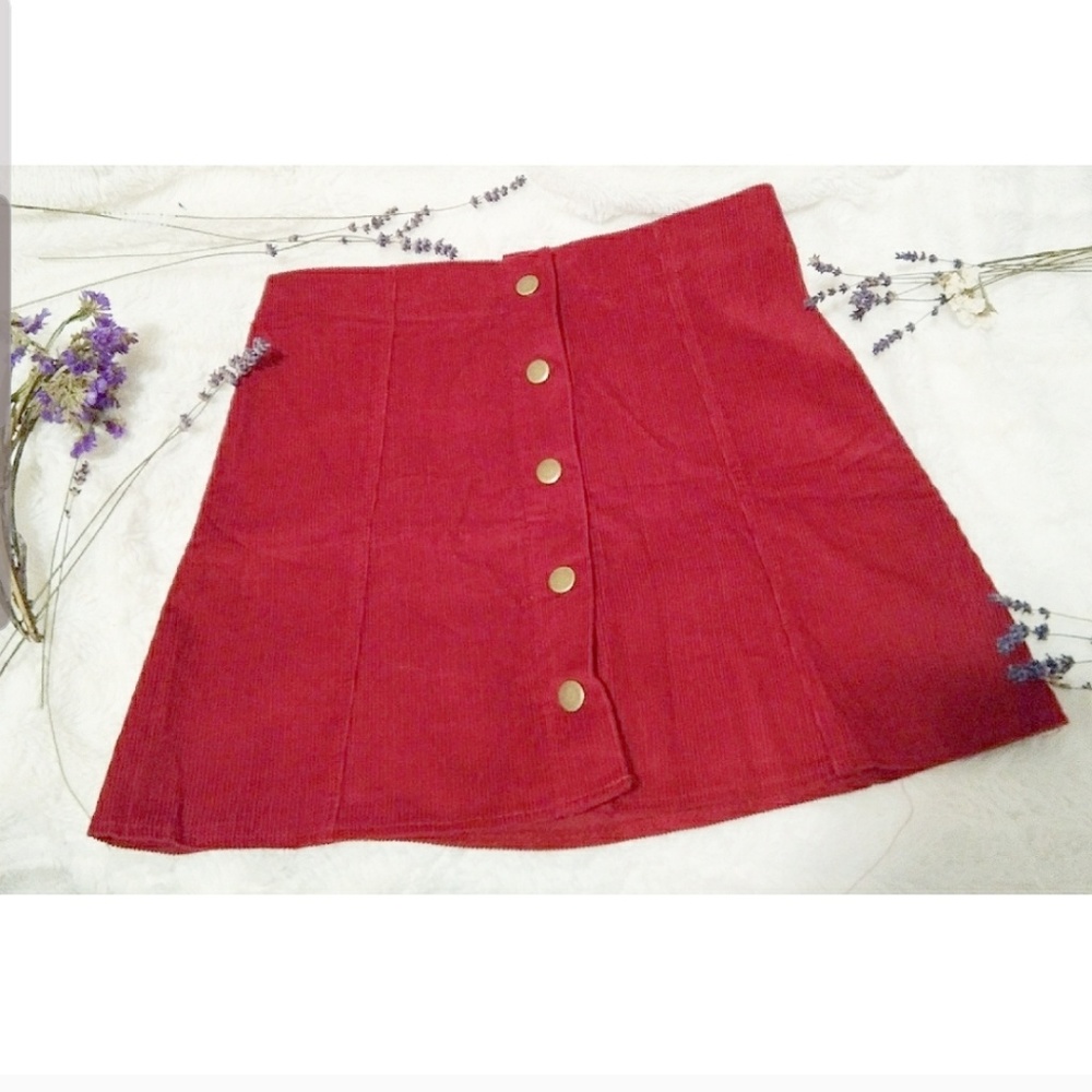 Clarisbelle Button-Up Corduroy Skirt